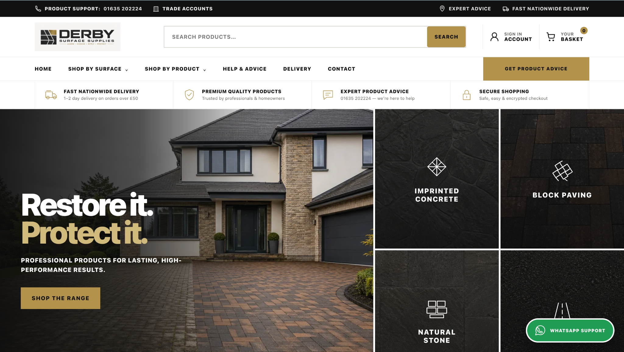 Derby Surface Supplies ecommerce website project