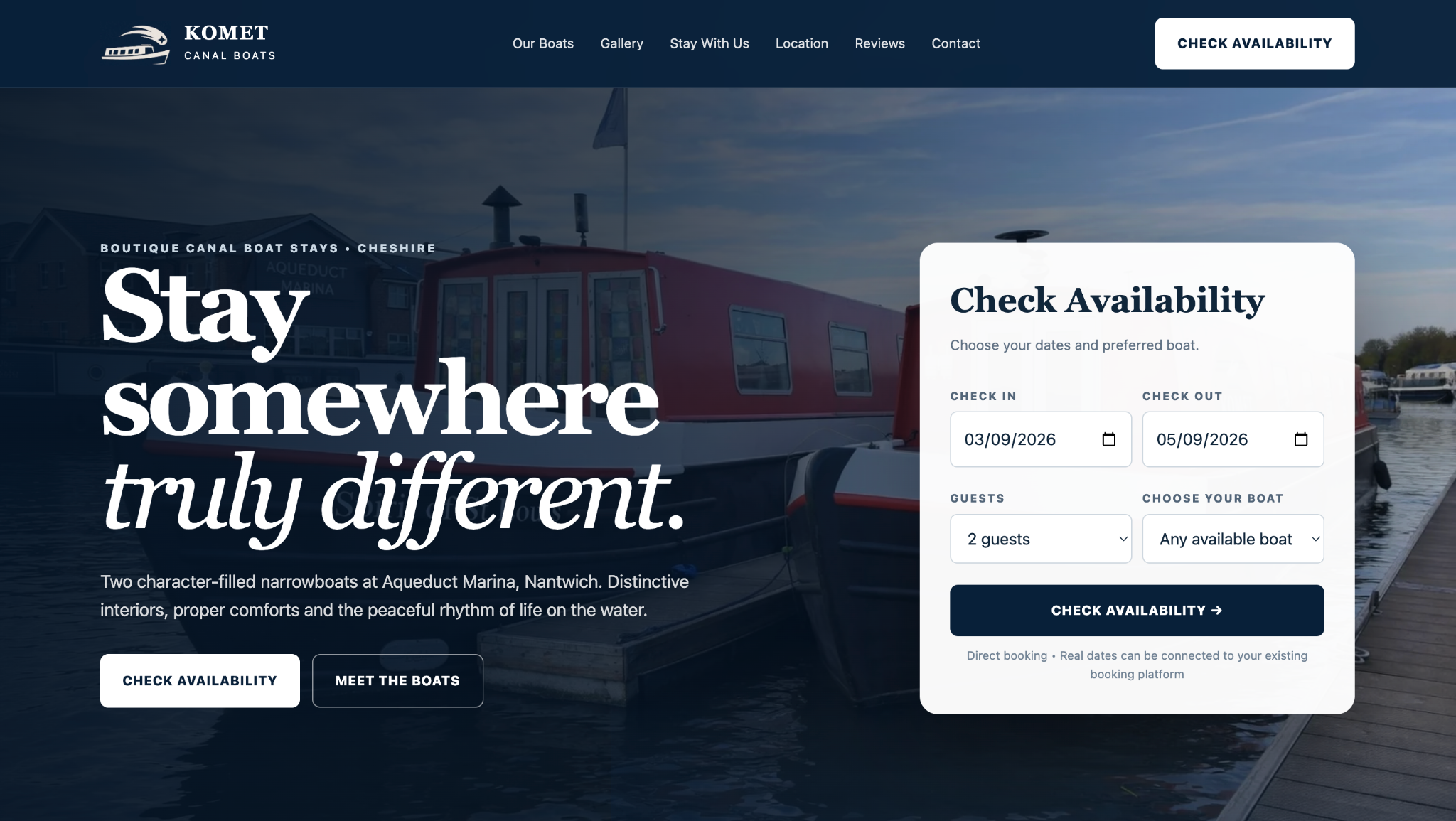 Komet Canal Boats website project