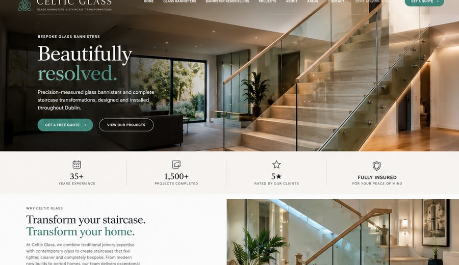 Celtic Glass brand and website presentation