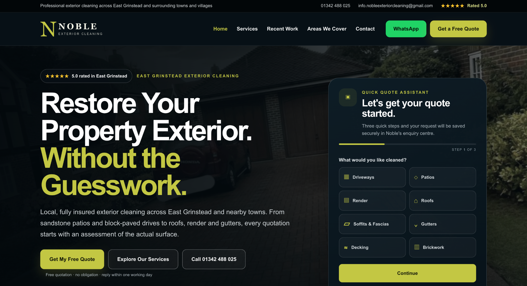 Noble Exterior Cleaning website design